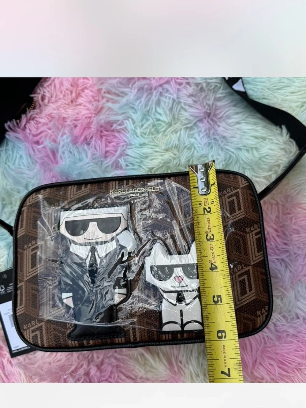 Karl Lagerfeld Brown Logo Camera Bag with Karl & Choupette Patch
